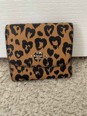 Genuine Coach Leopard Print Wallet in Brown and Black - Tattered